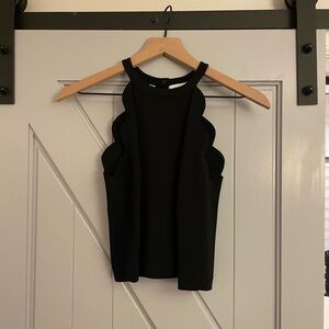 A.L.C. Black Scalloped Crop Top